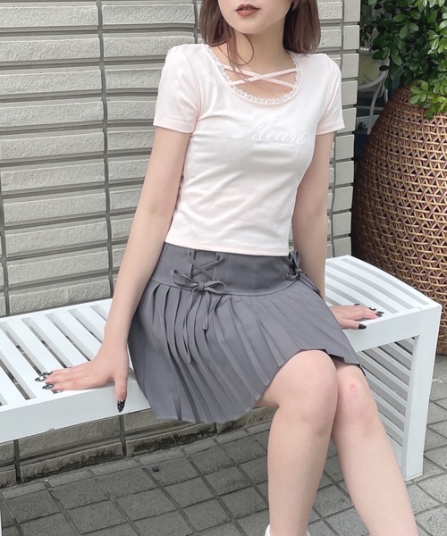 one way（ワンウェイ）の「フロントクロスTシャツ（Tシャツ/カットソー・レディース・ブラック/ホワイト/ネイビー/ピンク・FREE）」の14枚目の写真