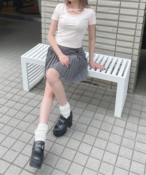 one way（ワンウェイ）の「フロントクロスTシャツ（Tシャツ/カットソー・レディース・ブラック/ホワイト/ネイビー/ピンク・FREE）」の16枚目の写真