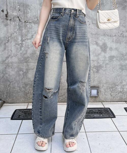 INGNI（イング）の「【WEB限定】クラッシュデニムカーブパンツ（デニムパンツ・レディース・ブルー系その他/ブルー系その他4・S/M）」の19枚目の写真