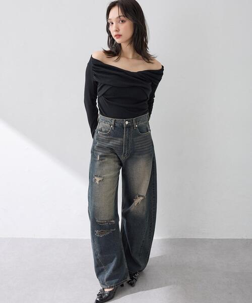 INGNI（イング）の「【WEB限定】クラッシュデニムカーブパンツ（デニムパンツ・レディース・ブルー系その他/ブルー系その他4・S/M）」の20枚目の写真