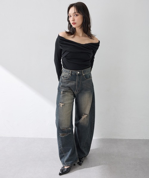 定価4万 wjk バイカーパンツ ニット デニム グランジ AKM CAMBIO セール】 カーヴィデニムパンツ （デニムパンツ）｜GRACE