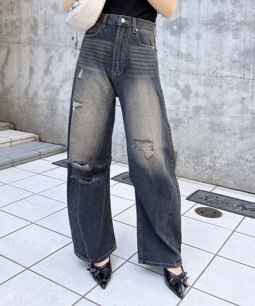 INGNI（イング）の「【WEB限定】クラッシュデニムカーブパンツ（デニムパンツ・レディース・ブルー系その他/ブルー系その他4・S/M）」の10枚目の写真