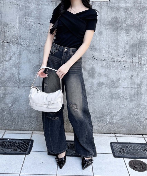 INGNI（イング）の「【WEB限定】クラッシュデニムカーブパンツ（デニムパンツ・レディース・ブルー系その他/ブルー系その他4・S/M）」の13枚目の写真