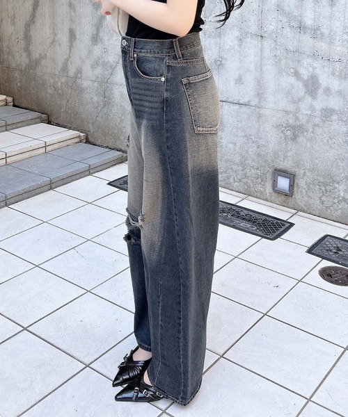 INGNI（イング）の「【WEB限定】クラッシュデニムカーブパンツ（デニムパンツ・レディース・ブルー系その他/ブルー系その他4・S/M）」の11枚目の写真