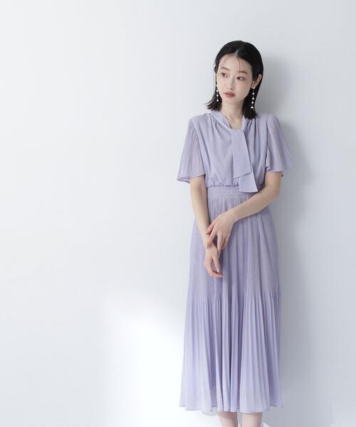 NATURAL BEAUTY BASIC（ナチュラルビューティーベーシック）の「◇楊柳ボウタイワンピース（ワンピース・レディース・ブルー/ブラウン/ベージュ・SMALL/MEDIUM）」の9枚目の写真