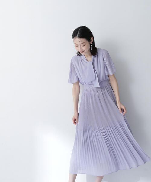 NATURAL BEAUTY BASIC（ナチュラルビューティーベーシック）の「◇楊柳ボウタイワンピース（ワンピース・レディース・ブルー/ブラウン/ベージュ・SMALL/MEDIUM）」の11枚目の写真