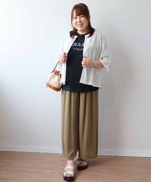 カーディガン 「L〜5L 大きいサイズ」幾何学柄レースカーディガン 6分袖 春夏 レディース L～5L 大きいサイズ】幾何学柄レースカーディガン 6分袖 春夏