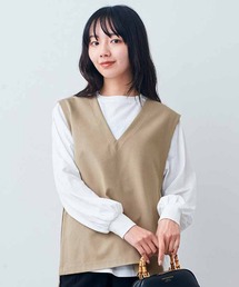 リブ イン コンフォート きちんと見えして着心地らくちんな カットソーベスト&ロングTシャツセット