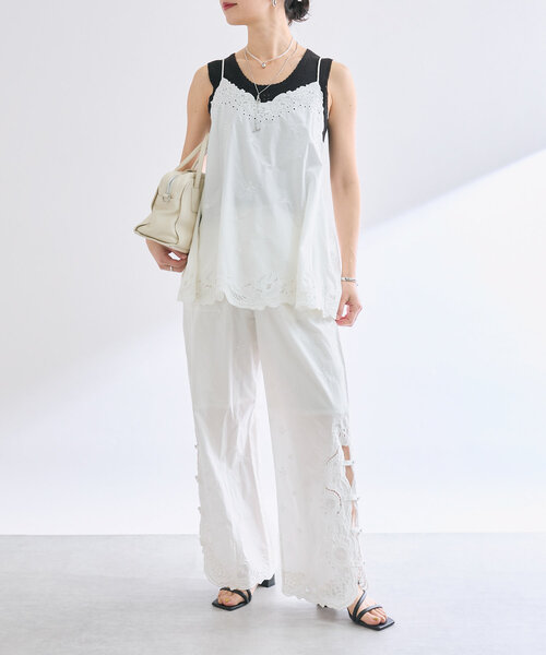 RIVE DROITE(リヴドロワ)の「【à Nice (ア ・ニース)】エンブロイダリーパンツ(その他パンツ・レディース・ブラック/オフホワイト・38/36)」の6枚目の写真