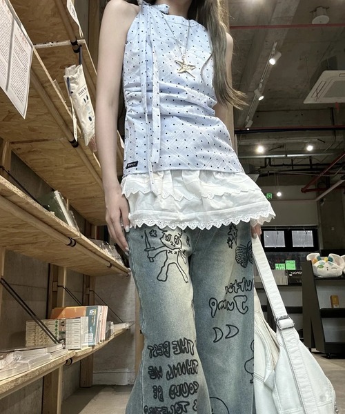 AsheKsha(アシクシャ)の「【新作】ノースリーブ フレンチチェックトップス(Tシャツ/カットソー・レディース・ブルーグレー/ライトブルー・F)」の20枚目の写真