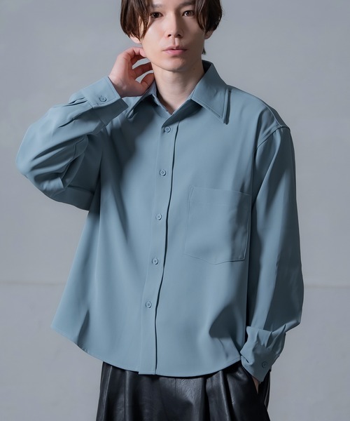 Crownor(クラウノアー)の「ドレープ 長袖シャツ(シャツ/ブラウス・メンズ・チャコール/ブルー/ホワイト・LARGE/MEDIUM)」の3枚目の写真