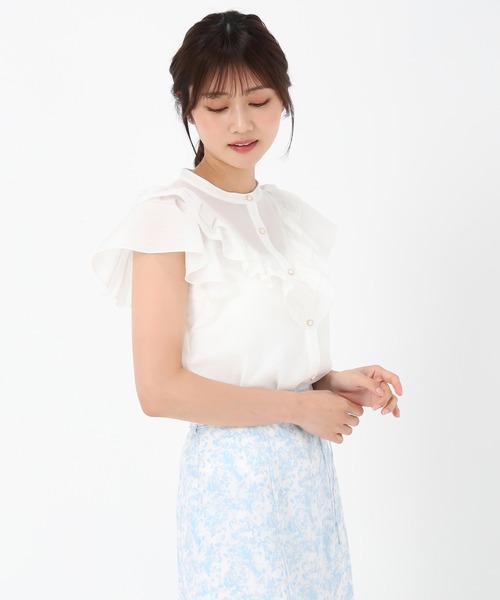 MISCH MASCH（ミッシュマッシュ）の「Vフリルカラーブラウス（シャツ/ブラウス・レディース・ブラック/ピンク/ホワイト・ﾌﾘ-）」の10枚目の写真