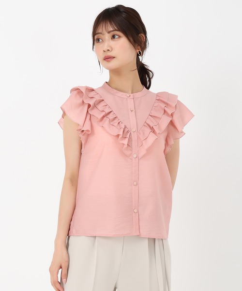 MISCH MASCH（ミッシュマッシュ）の「Vフリルカラーブラウス（シャツ/ブラウス・レディース・ブラック/ピンク/ホワイト・ﾌﾘ-）」の19枚目の写真