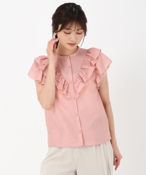 MISCH MASCH（ミッシュマッシュ）の「Vフリルカラーブラウス（シャツ/ブラウス・レディース・ブラック/ピンク/ホワイト・ﾌﾘ-）」の20枚目の写真