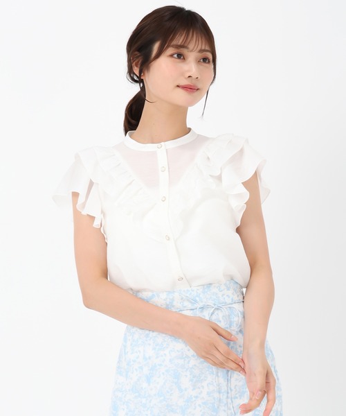 MISCH MASCH（ミッシュマッシュ）の「Vフリルカラーブラウス（シャツ/ブラウス・レディース・ブラック/ピンク/ホワイト・ﾌﾘ-）」の11枚目の写真