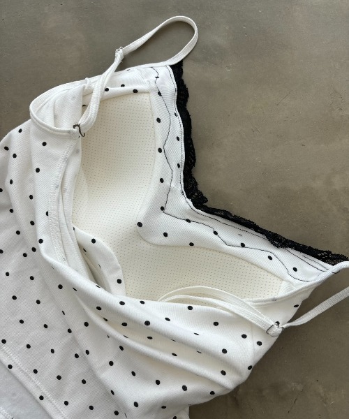 セール】レース付きドット柄キャミソール（キャミソール