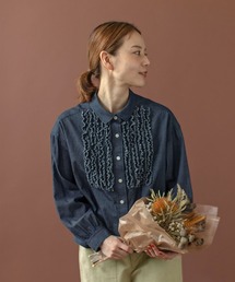 PAR ICI | ライトオンスデニム たっぷりフリルブラウス(シャツ/ブラウス)