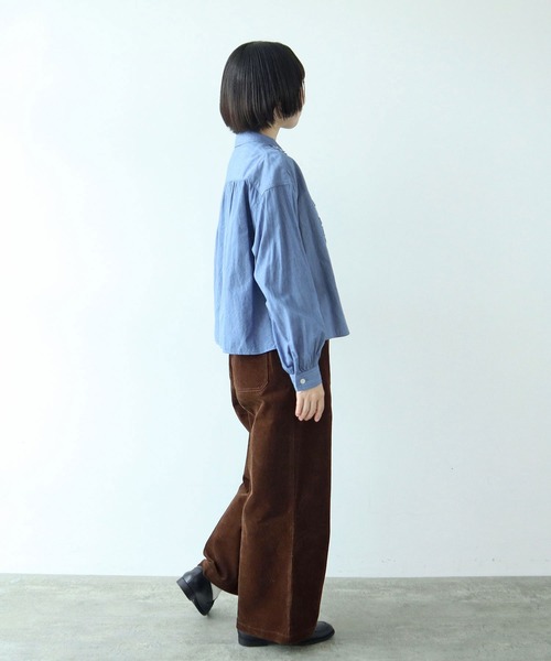 PAR ICI(パーリッシィ)の「ライトオンスデニム たっぷりフリルブラウス(シャツ/ブラウス・レディース・ネイビー/サックスブルー・FREE)」の21枚目の写真
