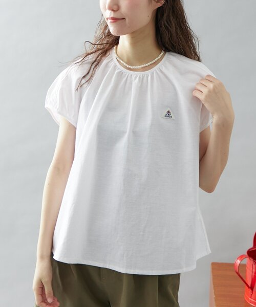 GEVACO（ゲバコ）の「【GEVACO】リネンフレンチスリーブプルオーバー（シャツ/ブラウス・レディース・ブラック/ホワイト/レッド・ONE SIZE）」の4枚目の写真