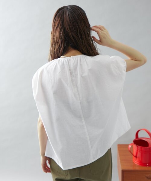 GEVACO（ゲバコ）の「【GEVACO】リネンフレンチスリーブプルオーバー（シャツ/ブラウス・レディース・ブラック/ホワイト/レッド・ONE SIZE）」の7枚目の写真