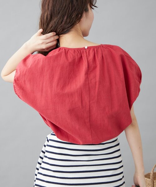 GEVACO（ゲバコ）の「【GEVACO】リネンフレンチスリーブプルオーバー（シャツ/ブラウス・レディース・ブラック/ホワイト/レッド・ONE SIZE）」の16枚目の写真