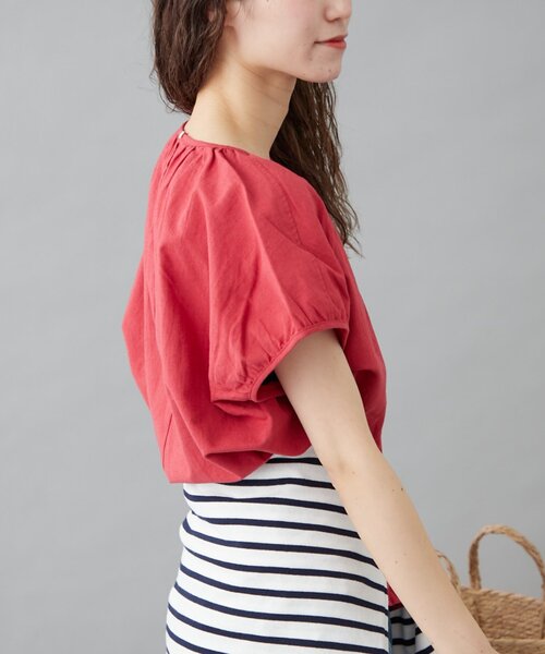 GEVACO（ゲバコ）の「【GEVACO】リネンフレンチスリーブプルオーバー（シャツ/ブラウス・レディース・ブラック/ホワイト/レッド・ONE SIZE）」の19枚目の写真