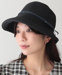 リボン」に該当するハット（ブラック/黒色系・麦わら・ストロー