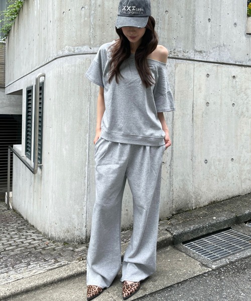 セール】【2025SS】オフショルトップス＆パンツセットアップ