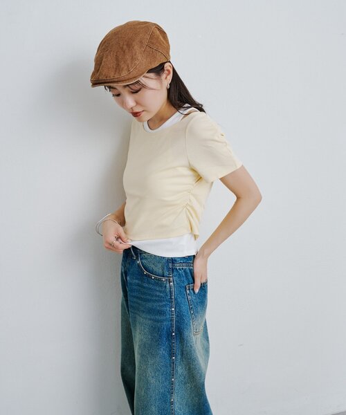 Kastane(カスタネ)の「*リブレイヤードTEE(Tシャツ/カットソー・レディース・アイボリー/オフホワイト/ネイビー・FREE)」の14枚目の写真