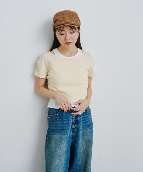 Kastane(カスタネ)の「*リブレイヤードTEE(Tシャツ/カットソー・レディース・アイボリー/オフホワイト/ネイビー・FREE)」の15枚目の写真