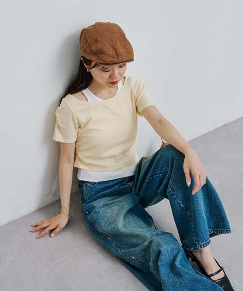 Kastane(カスタネ)の「*リブレイヤードTEE(Tシャツ/カットソー・レディース・アイボリー/オフホワイト/ネイビー・FREE)」の16枚目の写真