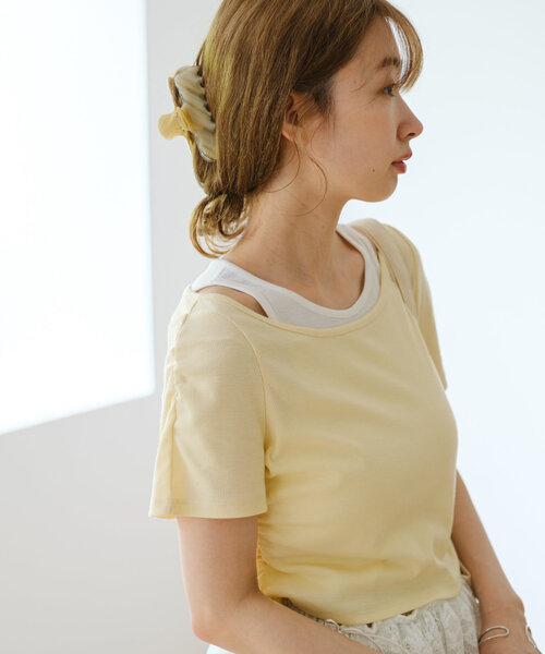 Kastane(カスタネ)の「*リブレイヤードTEE(Tシャツ/カットソー・レディース・アイボリー/オフホワイト/ネイビー・FREE)」の18枚目の写真