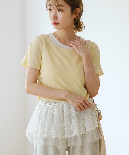 Kastane(カスタネ)の「*リブレイヤードTEE(Tシャツ/カットソー・レディース・アイボリー/オフホワイト/ネイビー・FREE)」の20枚目の写真