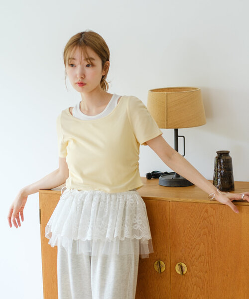 Kastane(カスタネ)の「*リブレイヤードTEE(Tシャツ/カットソー・レディース・アイボリー/オフホワイト/ネイビー・FREE)」の21枚目の写真