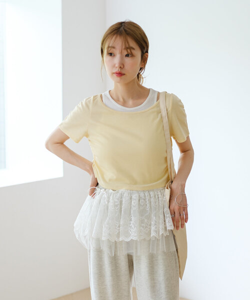 Kastane(カスタネ)の「*リブレイヤードTEE(Tシャツ/カットソー・レディース・アイボリー/オフホワイト/ネイビー・FREE)」の22枚目の写真