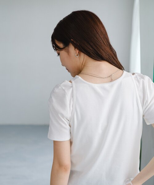 Kastane(カスタネ)の「*リブレイヤードTEE(Tシャツ/カットソー・レディース・アイボリー/オフホワイト/ネイビー・FREE)」の4枚目の写真