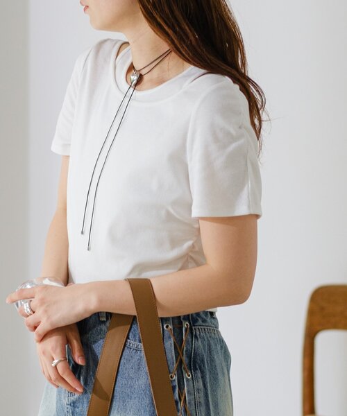 Kastane(カスタネ)の「*リブレイヤードTEE(Tシャツ/カットソー・レディース・アイボリー/オフホワイト/ネイビー・FREE)」の9枚目の写真