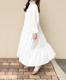 merrylatte | 低身長OK！フリルネックロングワンピース(ワンピース)