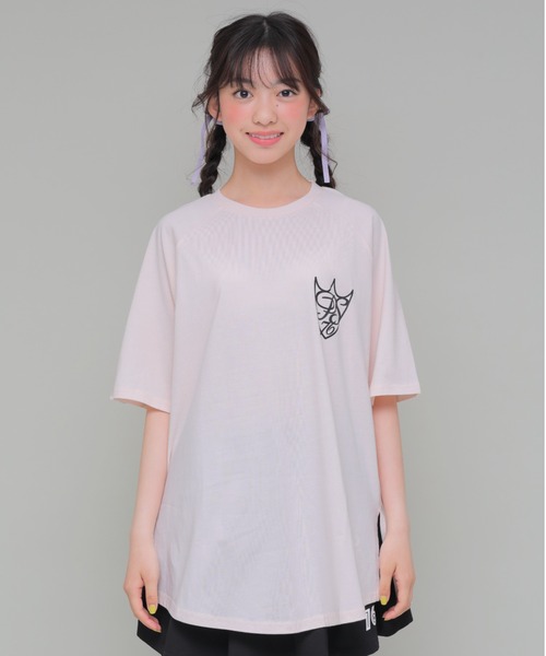 コットン100％ バックプリント チュニックワンピース（Tシャツ