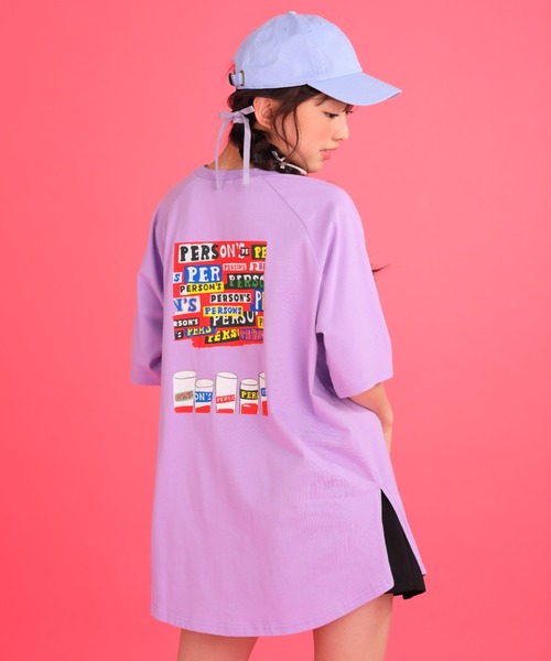 コットン100％ バックプリント チュニックワンピース（Tシャツ