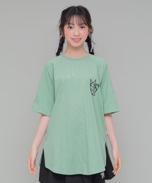PERSON'S collection（パーソンズコレクション）の「コットン100％　バックプリント　チュニックワンピース（Tシャツ/カットソー）」