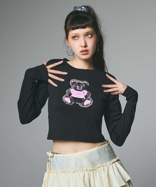 STUFFED BEAR L/S BABY TEE（Tシャツ/カットソー）｜X-girl（エックス