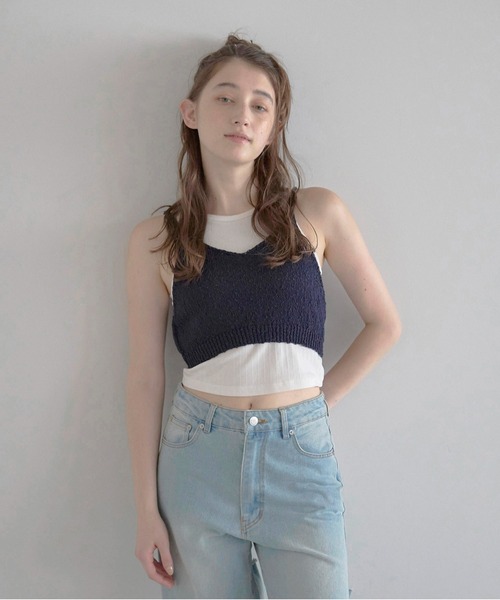 drawstring knit bustier / ドロストニットビスチェ