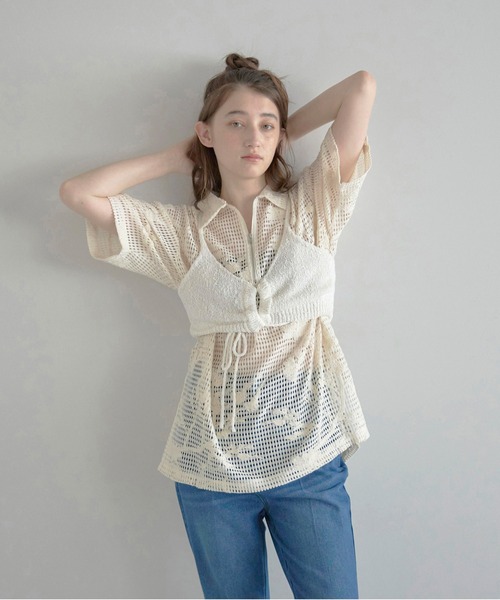 drawstring knit bustier / ドロストニットビスチェ
