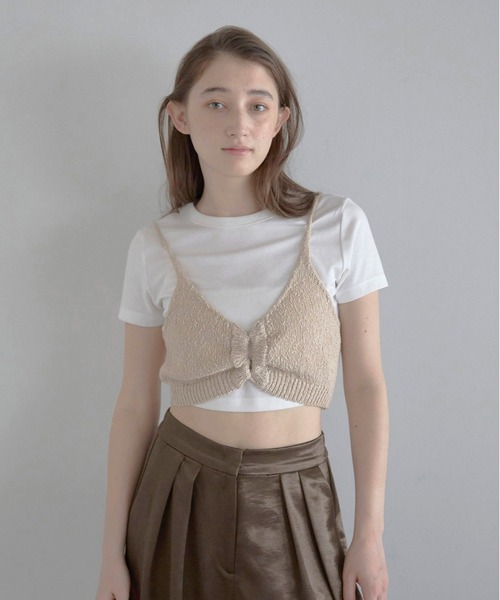 【本物保証】 セール】【MINERTE】drawstring knit bustier / ドロストニット トップス