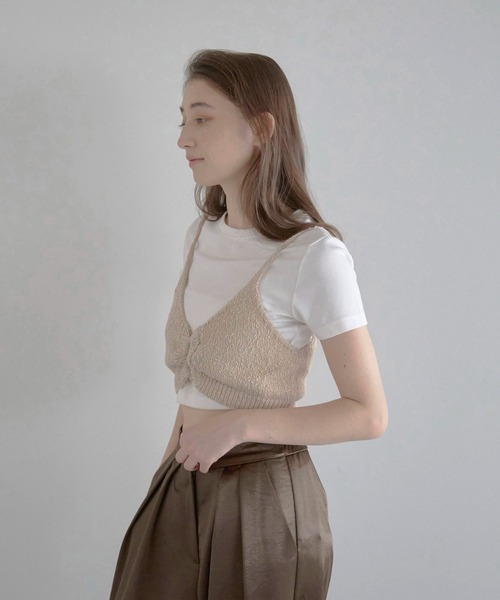 MINERTE(ミネルテ)の「【MINERTE】drawstring knit bustier / ドロストニットビスチェ(キャミソール・レディース・オフホワイト/ライトベージュ/ネイビー・FREE)」の15枚目の写真