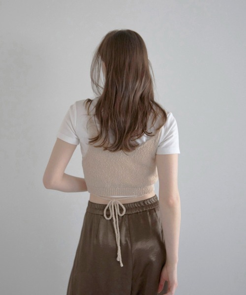 MINERTE(ミネルテ)の「【MINERTE】drawstring knit bustier / ドロストニットビスチェ(キャミソール・レディース・オフホワイト/ライトベージュ/ネイビー・FREE)」の18枚目の写真