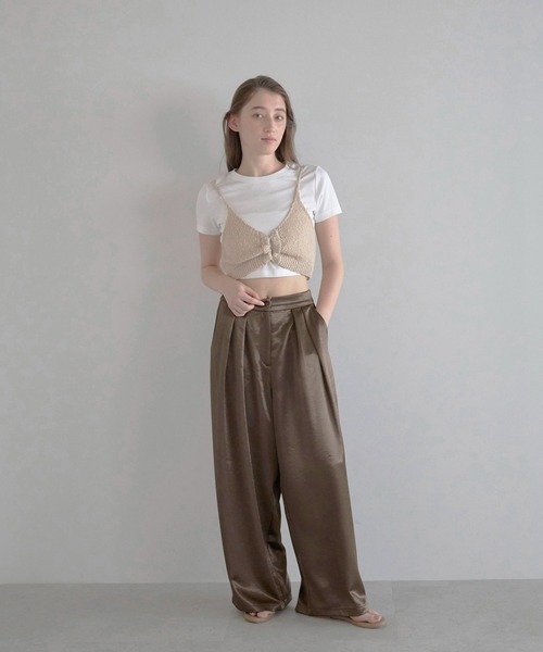 MINERTE(ミネルテ)の「【MINERTE】drawstring knit bustier / ドロストニットビスチェ(キャミソール・レディース・オフホワイト/ライトベージュ/ネイビー・FREE)」の19枚目の写真