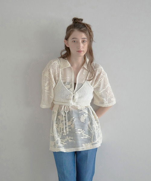 MINERTE(ミネルテ)の「【MINERTE】drawstring knit bustier / ドロストニットビスチェ(キャミソール・レディース・オフホワイト/ライトベージュ/ネイビー・FREE)」の6枚目の写真