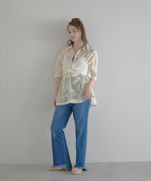 MINERTE(ミネルテ)の「【MINERTE】drawstring knit bustier / ドロストニットビスチェ(キャミソール・レディース・オフホワイト/ライトベージュ/ネイビー・FREE)」の11枚目の写真